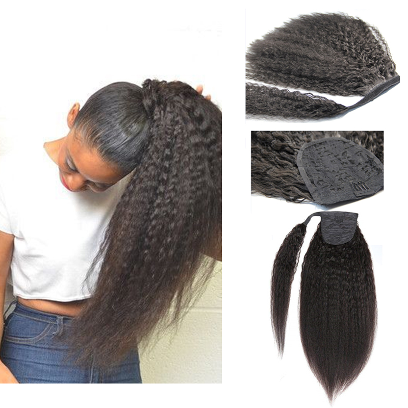 Afro Kinky Curly Corn 포니 테일 합성 헤어 피스 랩 클립 헤어 익스텐션 Black Pony Tail Blonde Fack Hair For Women